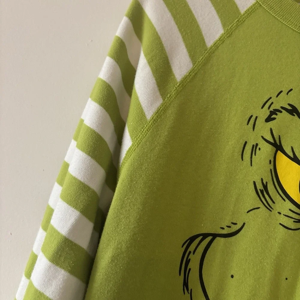 Hanna Andersson Grinch Pajama Top Adult Large‎ Organic Cotton Green Stripes